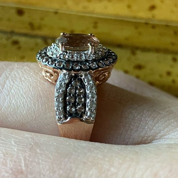 Natural Andalusite Sterling Silver Double Halo Ring Size 6 - Picture 3 of 9